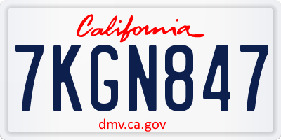 CA license plate 7KGN847