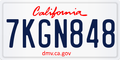 CA license plate 7KGN848