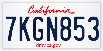 CA license plate 7KGN853