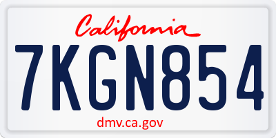 CA license plate 7KGN854