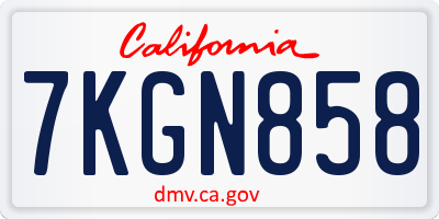 CA license plate 7KGN858
