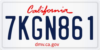 CA license plate 7KGN861