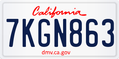 CA license plate 7KGN863