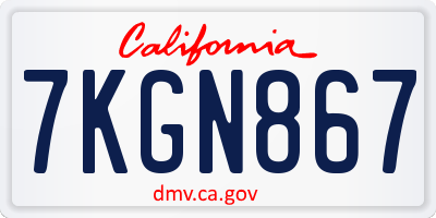 CA license plate 7KGN867