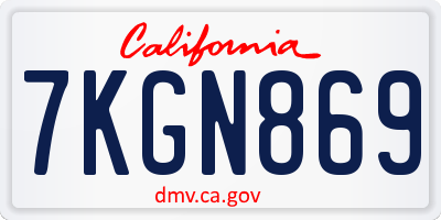 CA license plate 7KGN869