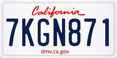 CA license plate 7KGN871