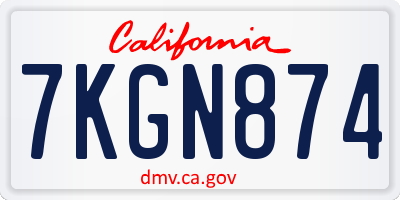 CA license plate 7KGN874