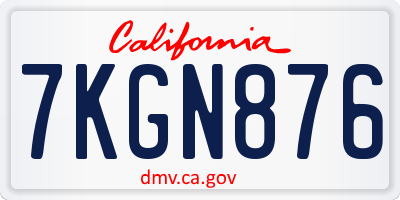 CA license plate 7KGN876