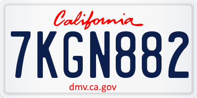 CA license plate 7KGN882