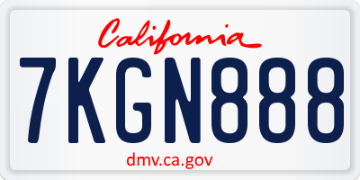 CA license plate 7KGN888