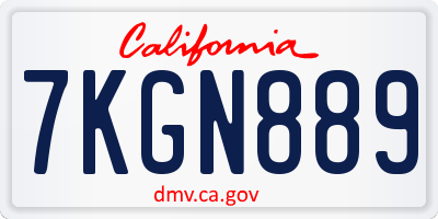 CA license plate 7KGN889