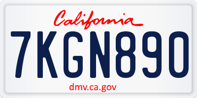 CA license plate 7KGN890