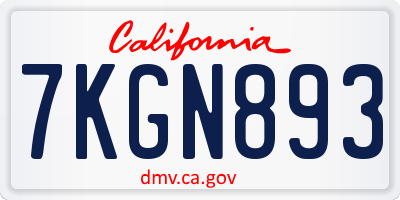 CA license plate 7KGN893