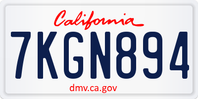 CA license plate 7KGN894
