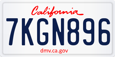 CA license plate 7KGN896