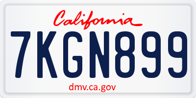 CA license plate 7KGN899