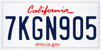CA license plate 7KGN905