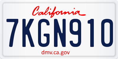 CA license plate 7KGN910