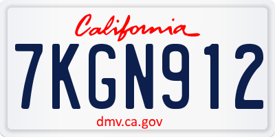 CA license plate 7KGN912