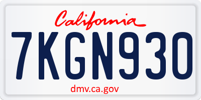 CA license plate 7KGN930