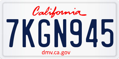 CA license plate 7KGN945