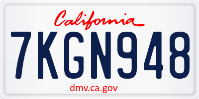 CA license plate 7KGN948
