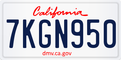 CA license plate 7KGN950