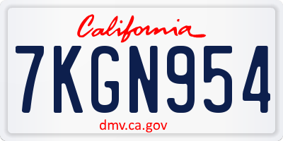 CA license plate 7KGN954