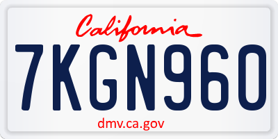 CA license plate 7KGN960