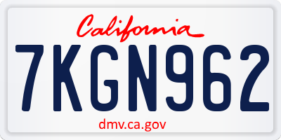 CA license plate 7KGN962