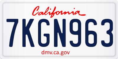 CA license plate 7KGN963