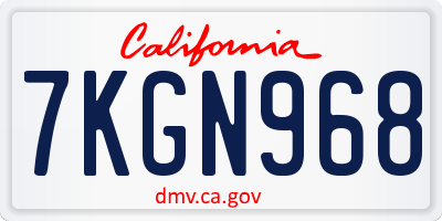 CA license plate 7KGN968