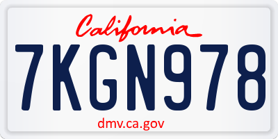 CA license plate 7KGN978