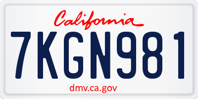 CA license plate 7KGN981