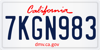 CA license plate 7KGN983
