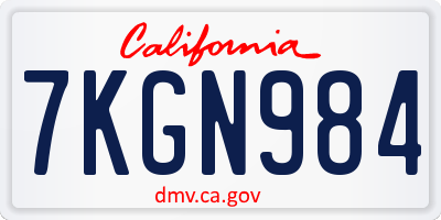 CA license plate 7KGN984