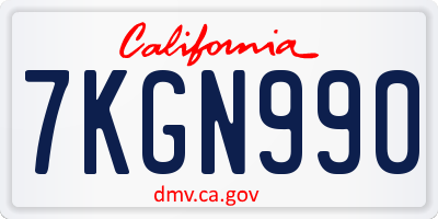 CA license plate 7KGN990