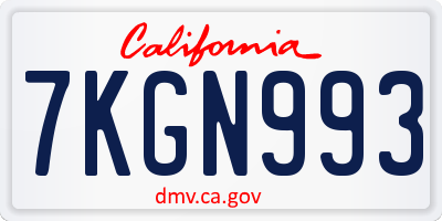 CA license plate 7KGN993