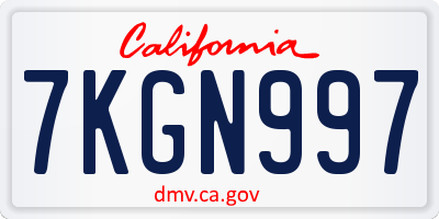 CA license plate 7KGN997
