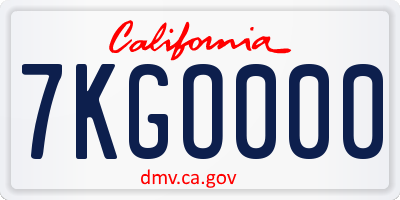 CA license plate 7KGO000