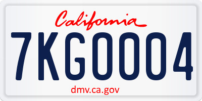 CA license plate 7KGO004