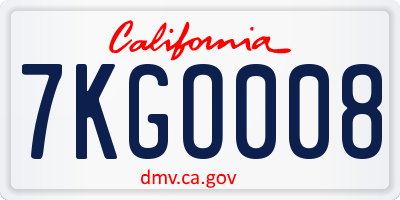 CA license plate 7KGO008