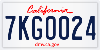 CA license plate 7KGO024