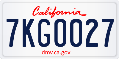 CA license plate 7KGO027