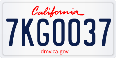 CA license plate 7KGO037