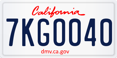 CA license plate 7KGO040