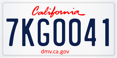 CA license plate 7KGO041