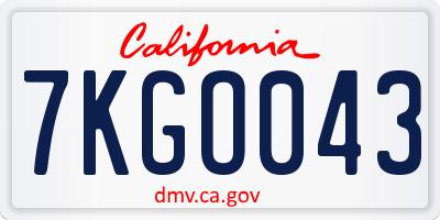 CA license plate 7KGO043