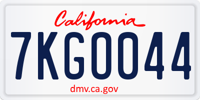 CA license plate 7KGO044