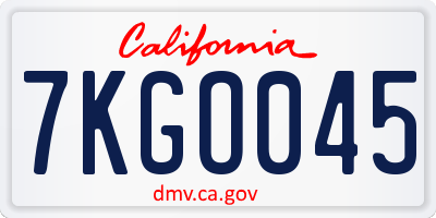 CA license plate 7KGO045